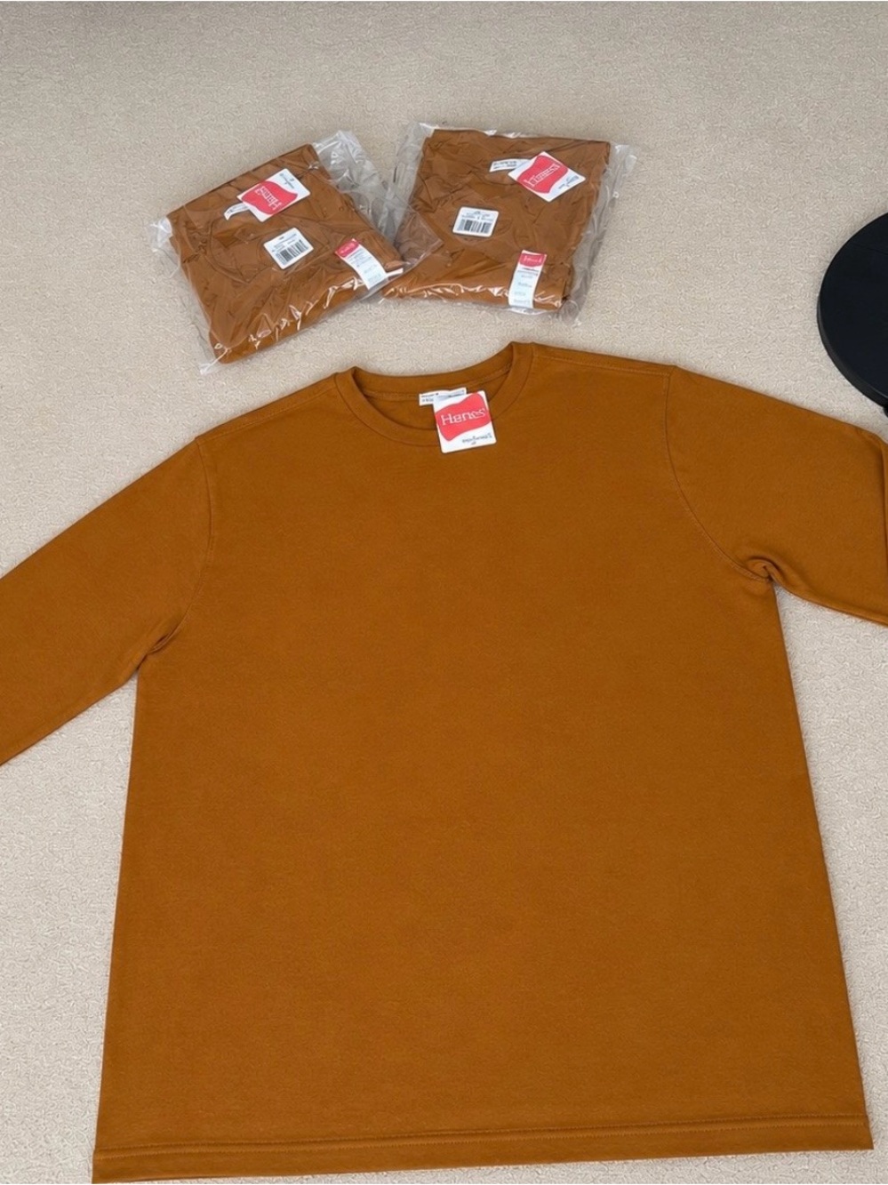 Hanes Men's brown Crewneck Sweatshirt Long Sleeve Pullover Casual Basic size 3XL
